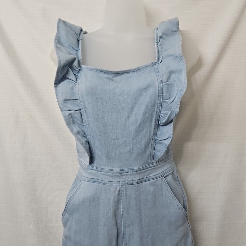 Light Blue Ruffle-Strap Jumpsuit - Picture 4 of 12